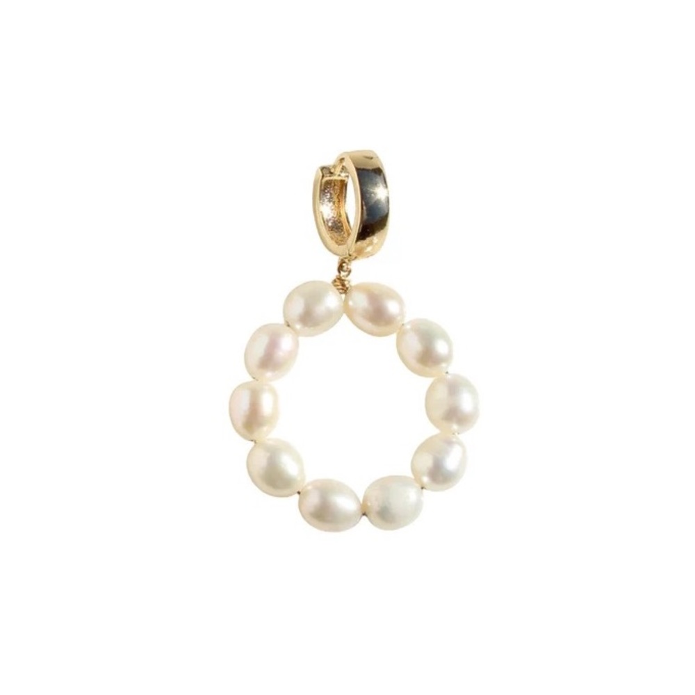 Mismatched Genuine Freshwater Pearl Earring Set Statement Gold Hoops Earrings - Picture 2 of 12